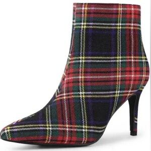 NIB women’s plaid glitter high heels pointed toes sexy luxury ankle boots